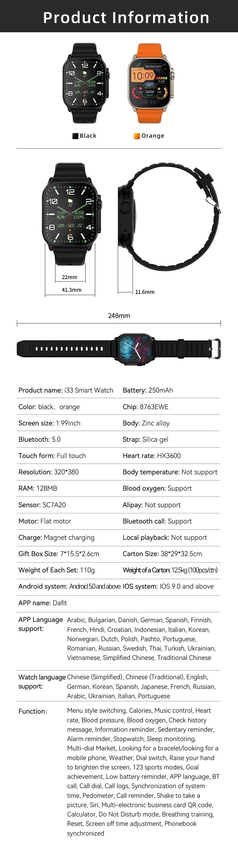 Novo Relógio T900 U2 Smart Watch 
Masculino e Feminino